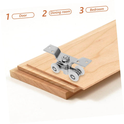 2 Pack Heavy Duty Stainless Steel Sliding Door Rollers With Silent Nylon Wheels for wood track installation