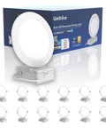 12 Pack 6 Inch Ultra Thin Recessed LED Light Fixtures With J Box Canless 1100 Lumen 5000K Daylight Dimmable Flicker Free