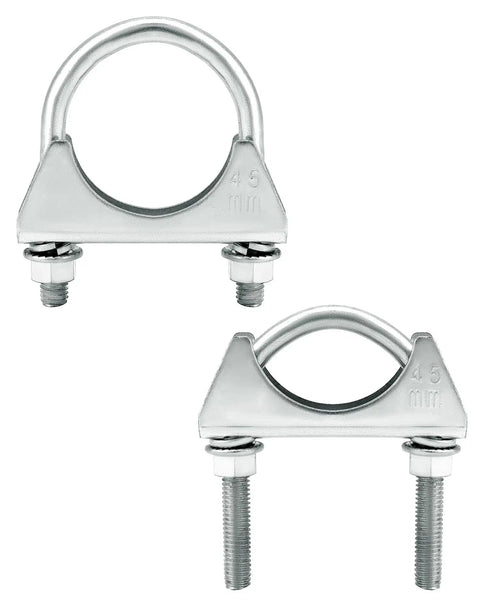 U-Bolt Exhaust Clamp 1.75 Inch OD, 2 Pack Carbon Steel Pipe Connector For Car Exhaust And Truck Systems, zinc finish