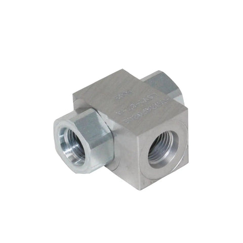 LSV1-6T-N 3 Port Hydraulic Shuttle Valve Ball Type For Load Shuttling With 6 ORB Ports 7 GPM Flow Beefy 3500 PSI Max Double Check Valve