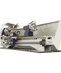 Precision Benchtop Metal And Wood Lathe Machine With 1100 Watt Brushless Motor Variable Speed Control, viewed from side, showcasing solid build and controls.