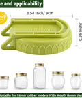 Wide Mouth Mason Jar Sprouting Kit Two Pack With BPA Free One Piece Lids And Built In Stand For Seed Germination Fits 3.38 Inch Wide Mouth Jars For Hands Free Sprouting And Quick Easy Rinse Drain, shown with jar compatibility and dimensions.
