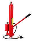 Red 8-ton hydraulic engine hoist cylinder with clevis base, long ram, and air pump, Amazon brand