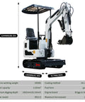 One Point Two Ton Mini Excavator With Nine Attachments For DIY Yard Landscaping 13.5HP Briggs And Stratton Gas Engine Unassembled Digger