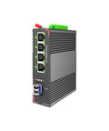 Industrial 5-Port PoE Gigabit Din Rail Ethernet Switch With 4 PoE Plus Ports, 65W Total PoE, 48V Output, 1 X SFP Port And Included LC Module