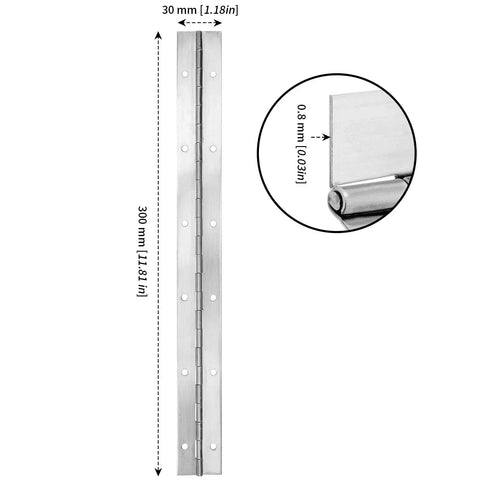 Heavy Duty 8 Pack 12 Inch Continuous Piano Hinges Crafted From 304 Stainless Steel With Nickel Coating For Cabinets Boats And Toolboxes Built Like A Tank Zero Hassle And Pure Swing Power, detailed measurements shown.