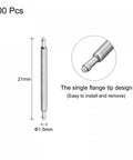 Premium Grade Stainless Steel Watch Band Pins 19mm Single Flange Spring Bars showing 21mm length and 1.5mm width for strap swaps.