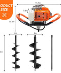 Heavy Duty 72cc 2-Stroke Gas Powered Post Hole Digger With 6 Inch And 8 Inch Auger Bits And Extension Rod Anti-Vibration Engine