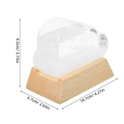 Cloud Storm Glass Weather Forecaster Desktop Weather Station Predictor For Home Office Decor Cute Cloud Bottle on wooden base