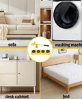 Vivicreate Heavy Duty Furniture Mover Kit With Wheels And Sliders For Moving Sofas Beds And Cabinets Includes Roller Dolly Tool To Slide Large Appliances Like Washing Machines Easy Lifter Helper In Yellow displayed with a sofa, washing machine, desk cabinet, and bed.