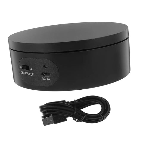 Levemolo Electric Rotating Turntable Display Stand For Jewelry And Watches 360 Degree Spin Base with USB charging cable.