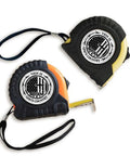 Solid Build Personalized Tape Measure For Woodworking And DIY Projects Featuring This Is Gods Country Engraving in black and orange.