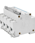 DC 4 Pole Photovoltaic Miniature Circuit Breaker 80A 1000V DC Type D, 8kA Breaking Capacity, 35mm DIN Rail Mount, side view