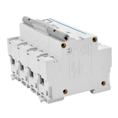 DC 4 Pole Photovoltaic Miniature Circuit Breaker 80A 1000V DC Type D, 8kA Breaking Capacity, 35mm DIN Rail Mount, side view