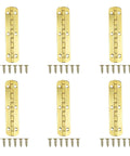 Six Pack 180 Degree Gold Rounded Corner Piano Hinges for Wooden Boxes and Small Cabinets With Screws Ideal Miniature Hinges