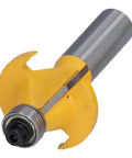Heavy Duty Tongue Groove Router Bit 1/2 Inch Shank Two Flute Carbide Woodworking Cutter with yellow blade and steel body.