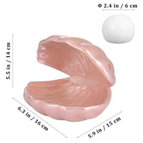 Ocean Inspired Pearl Light LED Seashell Lamp for Nightstand and Desk Ceramic Shell Glow Portable Pink Night Light dimensions