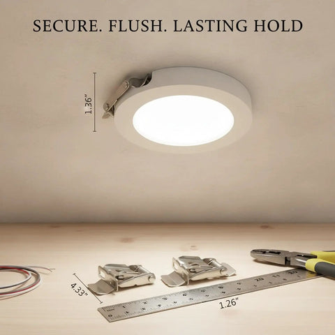 Silver PP Plastic Downlight Spring Clip for Recessed Lighting Trim Retention Replacement Hardware for Ceiling Fixtures with ruler