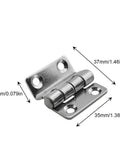 Heavy Duty 304 Stainless Steel Offset Hinges For Doors Lockers And Cabinets Two Pack Rustproof Fold Back Hardware dimensions showing 37mm by 35mm.