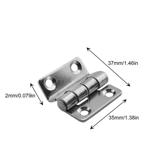Heavy Duty 304 Stainless Steel Offset Hinges For Doors Lockers And Cabinets Two Pack Rustproof Fold Back Hardware dimensions showing 37mm by 35mm.