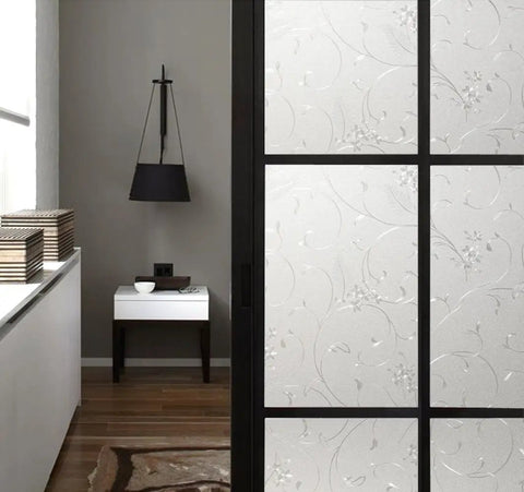 Window Privacy Film With Static Cling No Adhesive Frosted Glass Privacy Cover For Bathrooms Doors And Office Windows UV Protection Heat Insulation Removable And Reusable Hassle Free Easy To Install With Water Only on door