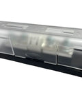 Class T Fuse Block 225A To 400A Plug and Play Setup for RV Marine and Solar Builds Silver OEM Swap side view with black base.