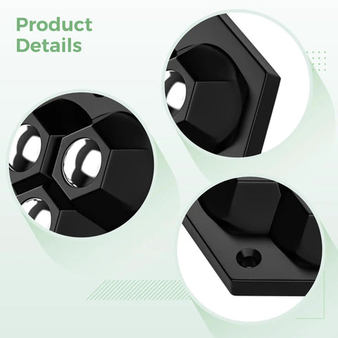 Heavy Duty Self Adhesive Furniture Caster Set Features 360 Degree Swivel Ball Wheels close-up of black caster detail.