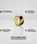 Top Shelf Yellow Floor Marker Tape With Hell Yeah Adhesion For Concrete And Epoxy Surfaces, shown on a surface with details.