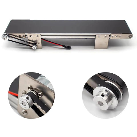 Adjustable Speed Automatic Belt Conveyor With Forward Reverse Switch And Heavy Duty Pvc Belt showing motorized components and durable construction.
