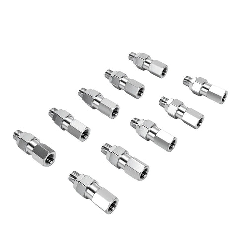 Killer Deal 10 Pack Hydraulic Hose Fittings Quarter Inch NPTF Male Crimp Connectors For Quarter Inch ID Hose Lines Leak Proof Seal Works Flawless On Truck Car Equipment High Quality Steel Easy Install Fix Any Job, stainless steel fittings