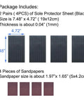 Two Pairs Across Four Pieces Wave Pattern Shoe Sole Protectors With Self Adhesive Anti Slip Grips And Heel Pads Built To Cut Noise Boost Traction And Prolong Soles On Black Shoes For Daily Use.