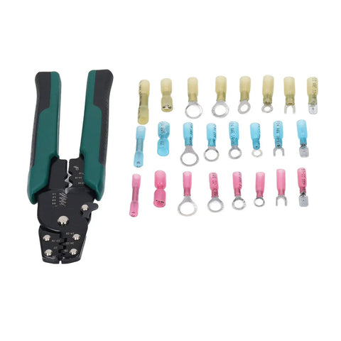 Heavy Duty Insulated Ferrule Crimping Tool Kit With 200 Heat Shrink Wire Connectors For Awg 22 To 10 Seamless Copper Design That Slaps Tight And Keeps Your Gear Running Smooth Without Downtime, with assorted connectors