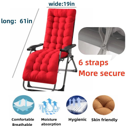 61 Inch Lounger Cushion For Outdoor Patio Zero Gravity Chairs Navy Blue Thick And Comfy Padded Sun Lounger Mattress With 6 Ties Fits Chaise Lounge Rocking Recliners Cushions For Ultimate Comfort And Relaxation installed on a chair