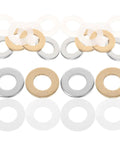 120-Piece M10 Nylon Washer And O Ring Kit, Brass Zinc Plated Flat Washers, Spacers And Replacement Gaskets For Electrical Appliances And Commercial Machinery, The Handy All-In-One Kit To Prevent Leaks And Loosening, assorted washers on white