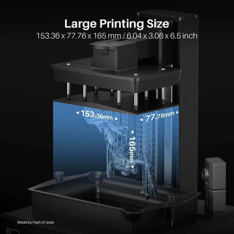 Mars 5 Ultra Resin 3D Printer With 7 Inch 9K Mono LCD And 18 Micron XY showing large 3D printing size capability