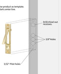 Installation guide diagram for Pocket Door Edge Pull 4 Inch Flush Mount Handle In Brushed Brass Satin Brass Finish With Stainless Steel Construction