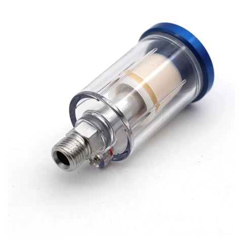 Heavy Duty 1/4 Inch Inline Air Filter And Airbrush Moisture Trap Featuring A Hella Tough Oil Water Separator designed for clear moisture filtration.