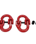 Half Inch Tow Hitch Hammer Lock Safety Chain Adapter Connector Link for Secure Trailer Chains G80 Alloy Steel, red finish, 2 pieces