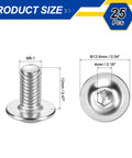 25 Pcs M6 1x12mm 304 Stainless Steel Flanged Button Head Socket Cap Screws Kit dimensions