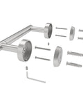 Wall Mount Double Post Pivoting Toilet Paper Holder in Brushed Nickel, SUS304 stainless steel, with installation screws and anchors.