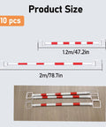 Built Like A Tank Retractable Traffic Cone Barriers With Snap Lock Posts For Parking Lots And Job Sites Heavy Duty Plastic Warning Markers For Construction Zones And Driveways Zero Fuss Setup Guaranteed product size showing 1.2m and 2m poles with red stripes.