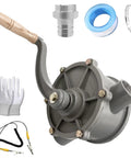 Heavy Duty Hand Gas Caddy Transfer Pump For 30 35 40 Gallon Fuel Caddies, Aluminum Alloy Siphon Pump With 1-1/4 Inch Inlet And Outlet, Easy To Assemble And Disassemble, Portable Diesel Gas Transfer Tool For Quick Fillups, with gloves and fittings
