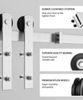 Brushed Nickel Sliding Barn Door Hardware Kit With 6.6-Foot Rail For 36-40 Inch Doors, Quiet Smooth Track, Easy To Install I Shape Hangers