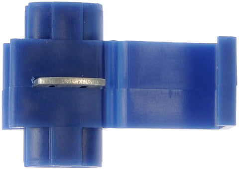 Close-up view of a blue Go-To 18-14 Gauge Splice Terminal from a 7 Pack with PVC option, universal fit for wiring projects.