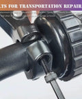 Close-up of a screw fastening a handle for transportation repairing