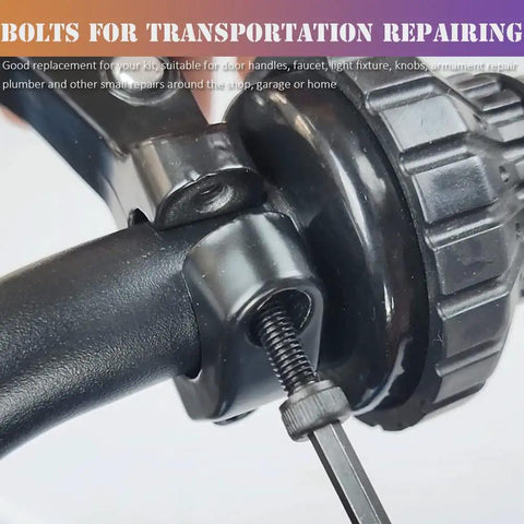 Close-up of a screw fastening a handle for transportation repairing
