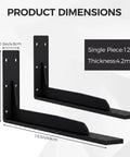 Product dimensions of Heavy Duty L Shelf Brackets Matte Black Stainless Steel Floating Shelf Mounts For Wood Shelves 19.3 Inch 4.2mm