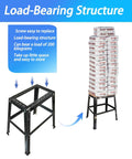 Universal Heavy Duty Power Tool Stand showing load-bearing structure with stack of sandbags, 200 kg capacity highlighted.
