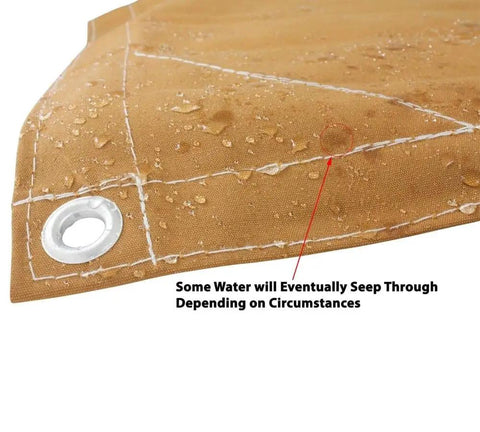 10 By 16 Tan Canvas Tarp 12oz Heavy Duty Water Resistant With Breathable Fabric And Double Stitched Seams corner detail