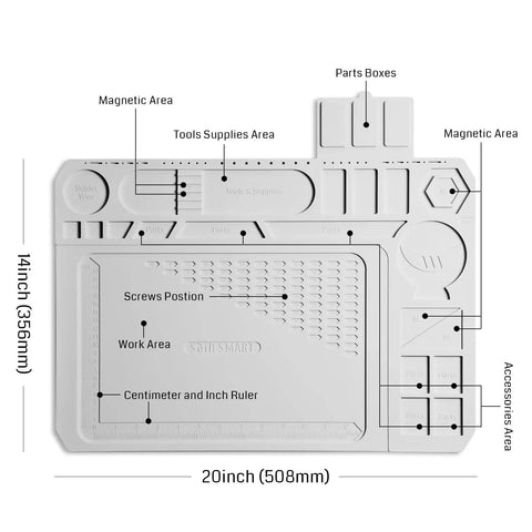 Pro Grade Silicone Soldering Mat With Heat Resistance Up To 932 Fahrenheit Large 20 By 14 Inch Magnetic Anti Static Work Mat layout
